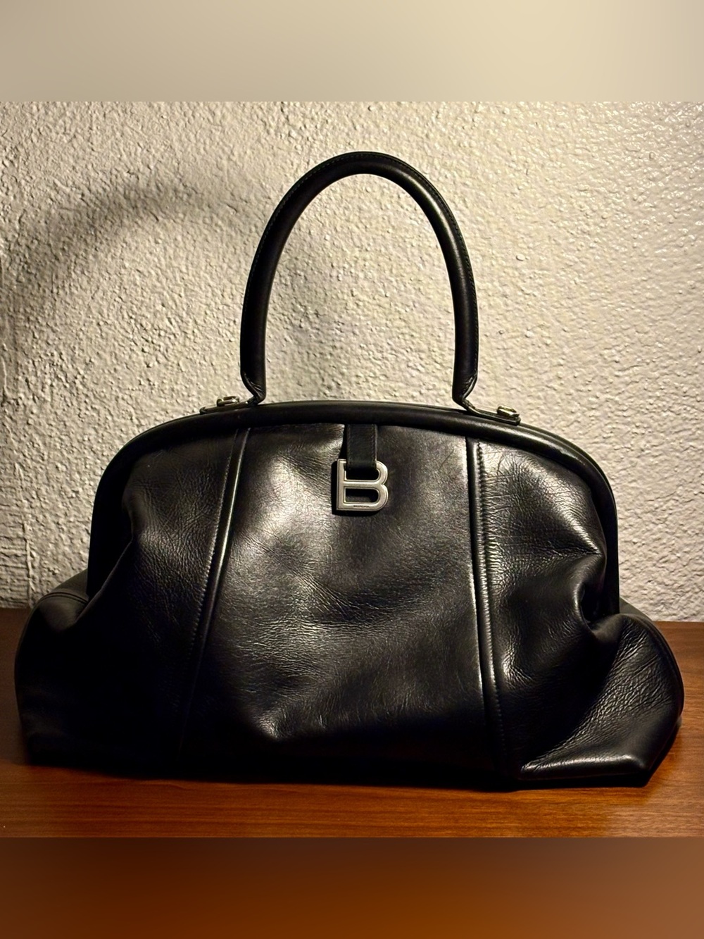Authentic Balenciaga Editor Frame Top Handle Bag Leather Large